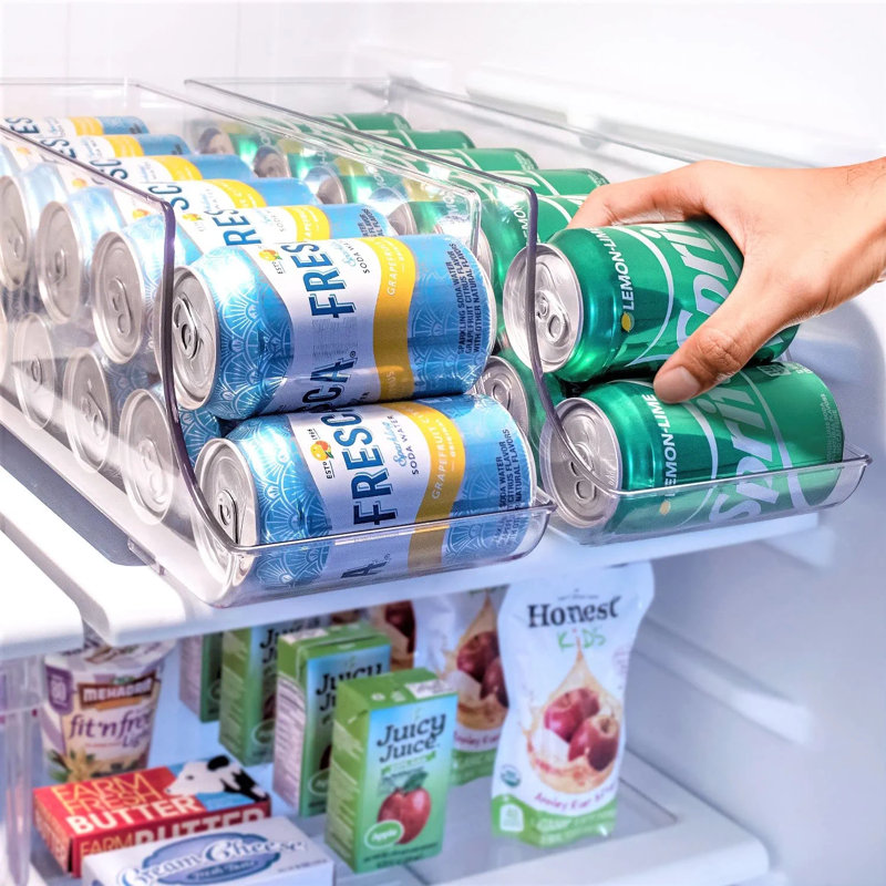 Sorbus Can Dispenser For Refrigerator - 12 Can Fridge Organizer Rotation System Rack (2-Pack)