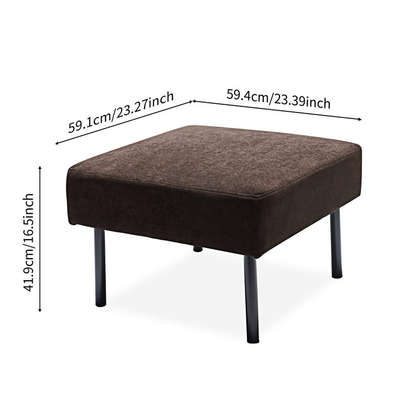 Upholstered Sofa With Ottoman, Brown Polyester, 29.15" H x 53.33" W x 48.05" D