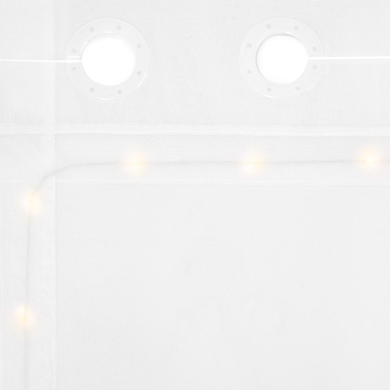 Eclipse Starlight Light Up Sheer Hookless Grommet Curtain, Curtain Lights with Remote Control, Bedroom Curtain, Room Divider or Outdoor Patio, 1 Panel, 84 In Long x 52 In Wide Curtain, White