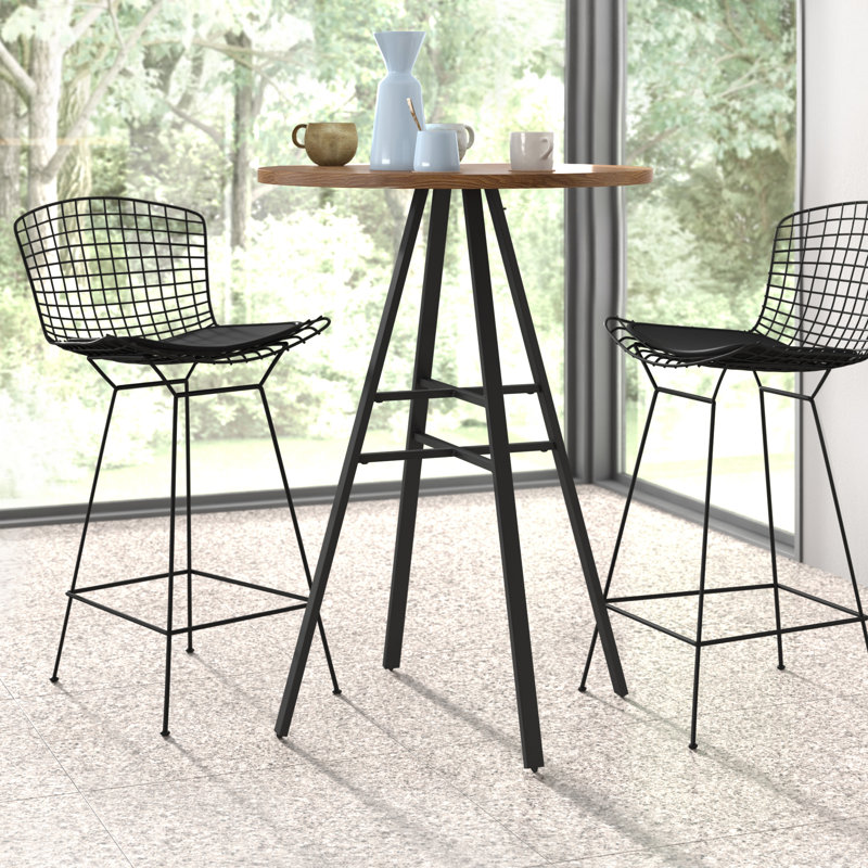 Deanna Round Metal Base Dining Table, Brown/Slate Gray