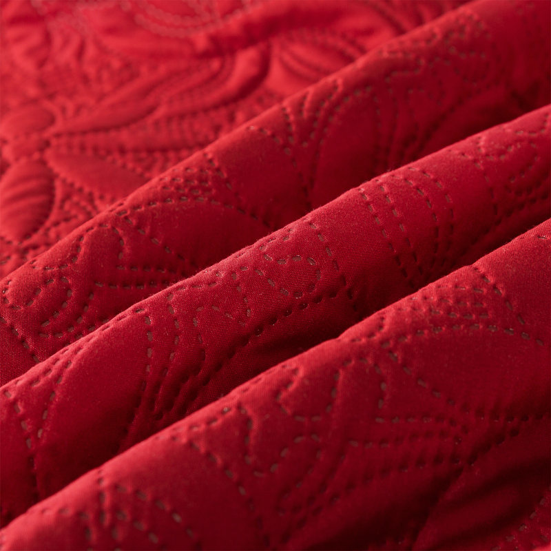 QSM0221130 Jersey Knit Quilt, Queen Quilt + 2 Standard Shams, Burdundy