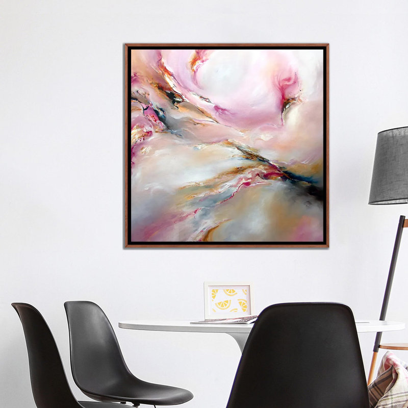 «Pink Haze» par J.A Art - reproduction, H 18 po x l 18 po x 1,5 po, Toile avec cadre en bois classique