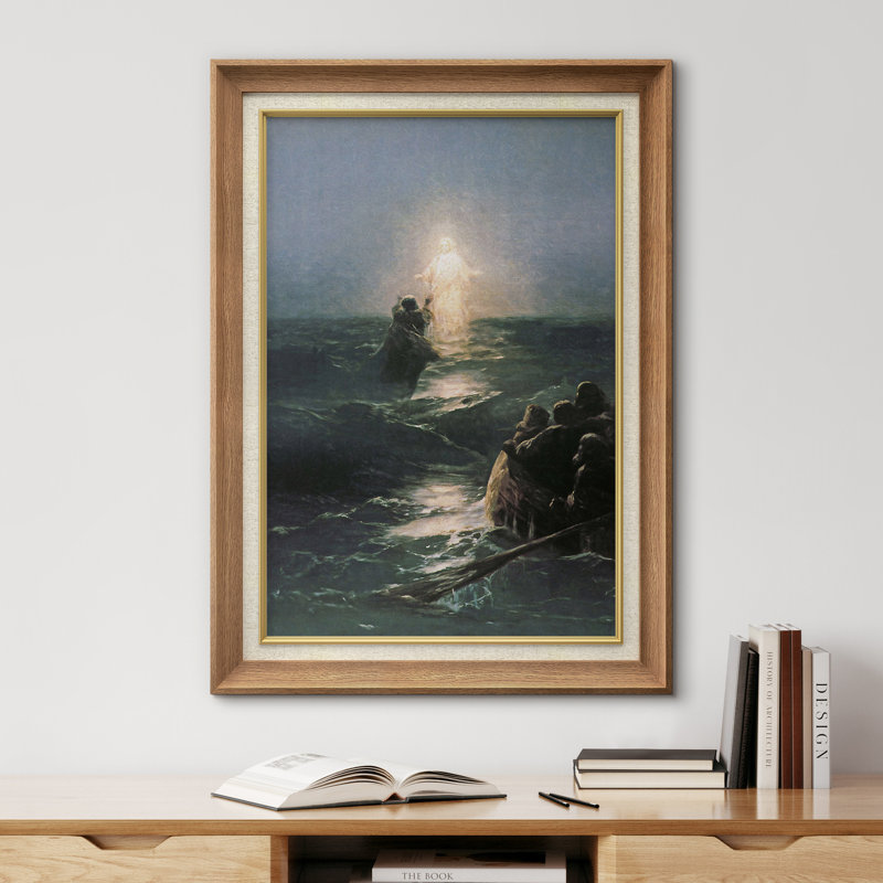 Marcher sur l'eau, œuvre d'art miracle, images bibliques de miracle de la mer, impression sur toile encadrée