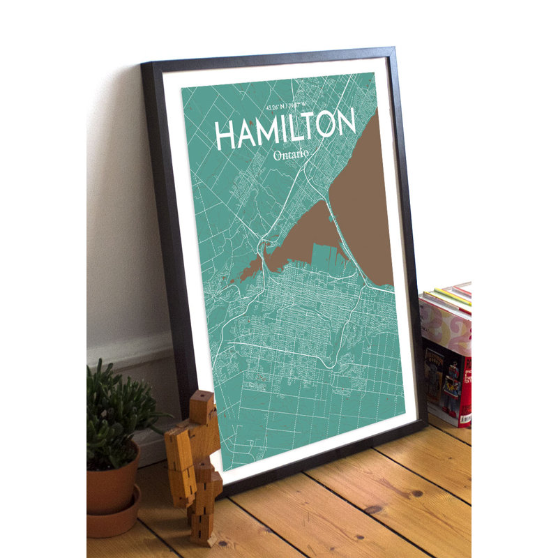 Hamilton City Map - No Frame Print, 43 cm H x 28 cm W