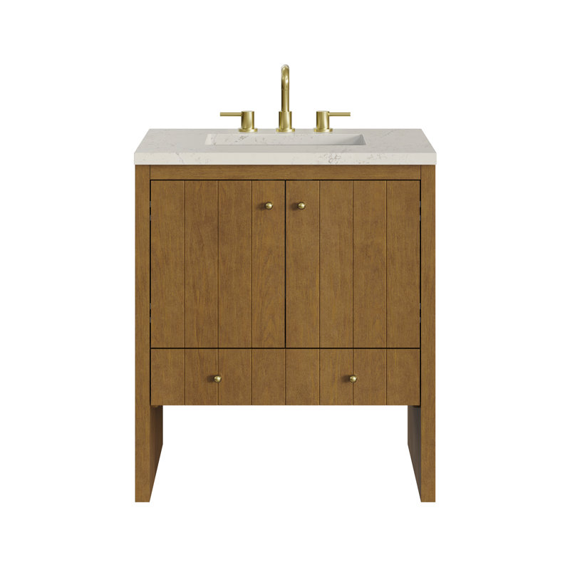 Hudson 30" W Single Vanity, Siberian, Widespread, Honey Oak
