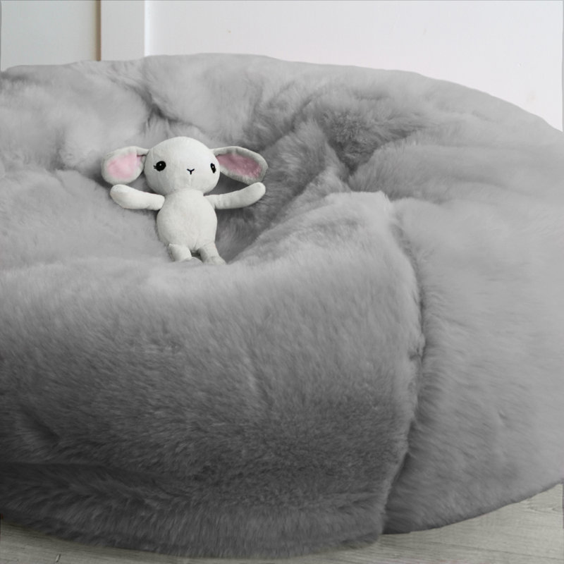 Mini Faux Fur Beanbag, Grey