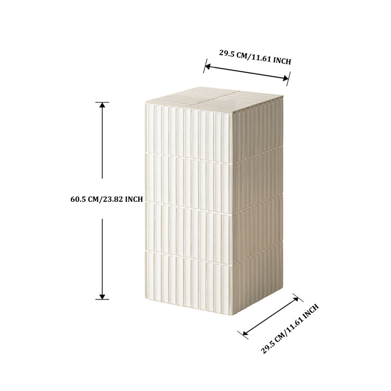 60.5cm Modern Grid-Tiled Square End Table, White
