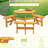 6 Outdoor Picnic Table In Wooden Material - 35" Round Tabletop For Patio, Backyard, Garden, Natural Look Garden Large Tabletop, 3 Benches, 1720Lb Capacity, Water--139818035