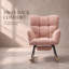 Chaise berçante à bascule Mid-Century moderne avec repose-pieds rétractable et dossier haut, chaise berçante décorative-668570774