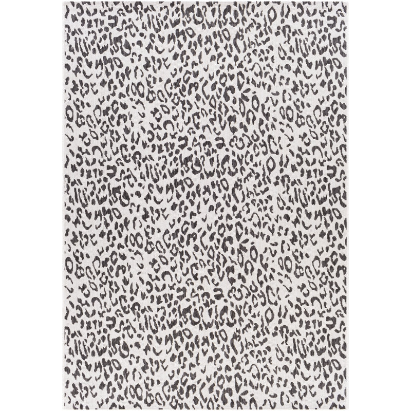 Tapis intérieur / extérieur noir / beige Gainell, Rond 5 pi