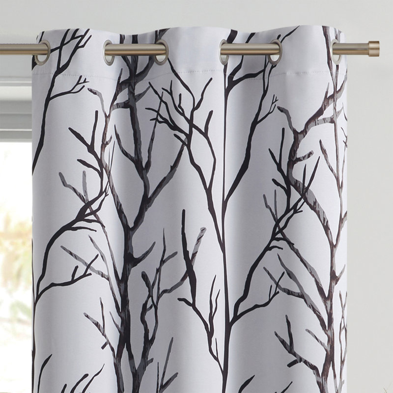 Kingdom Branch Blackout Curtain Panel, Ivory, 40" W x 95" L
