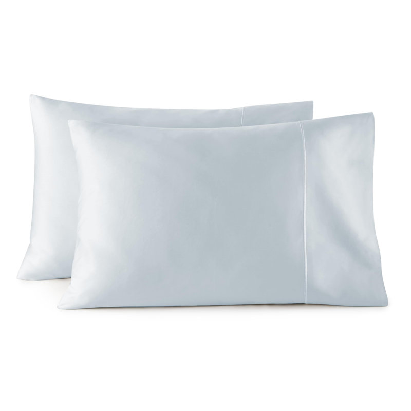 100% Organic Cotton Pillow Cases Standard Size Set of 2-100% Cotton Pillowcases GOTS Certified 500 Thread Count - Naturally Cooling Comfortable Breathable & Soft Pillow Cases (Powder Blue, Standard)