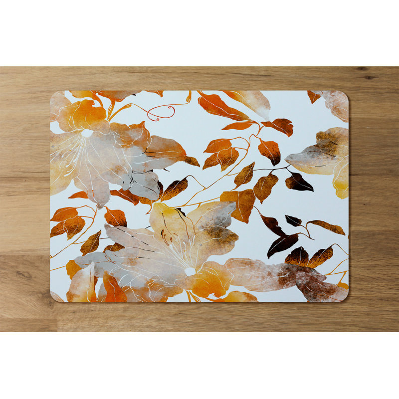 Basalt Polyester, Wood Floral Rectangle Placemat