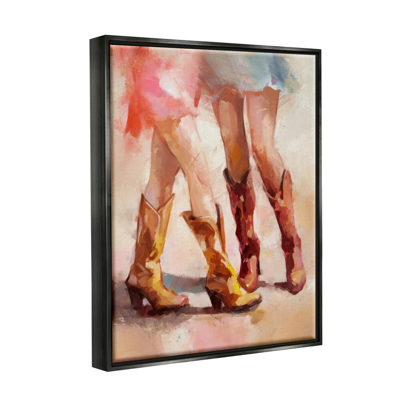 «Dancing Cowgirl», reproduction encadrée sur toile par Ziwei Li, Cadre flottant noir de jais, H 21 po x l 17 po x P 1,7 po