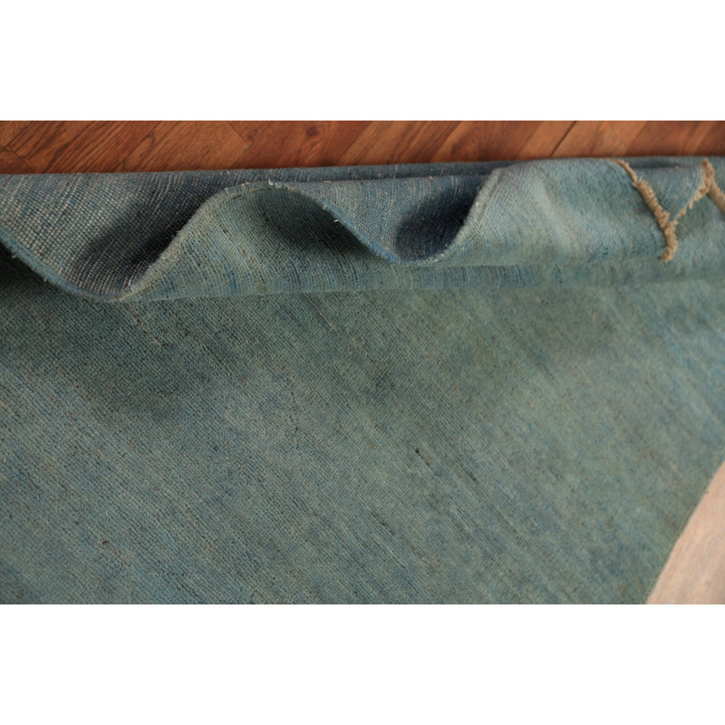 Tapis bleu et vert en laine Gabbeh