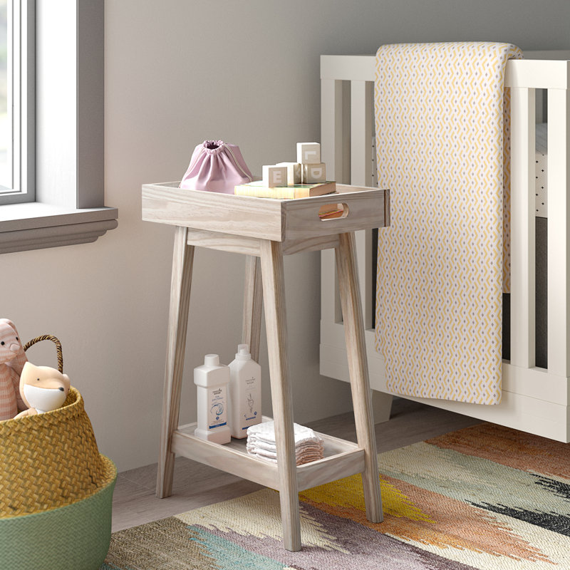 Alidia Solid Wood Tray Top End Table, Natural Washed