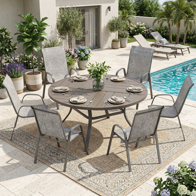 Ensemble repas pour 6 personnes, Gris bois / gris