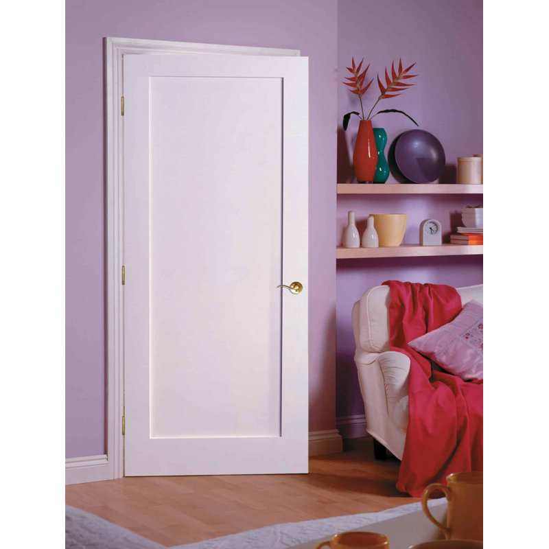 White Primed Smooth Solid Wood Core 1-Panel Door Slab, 36" x 80"