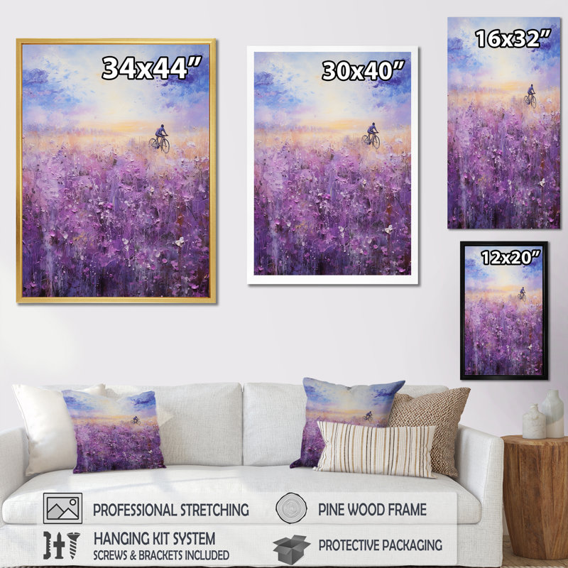 " Violet Voyage ", 32" H x 24" W x 1" D, White Picture Framed
