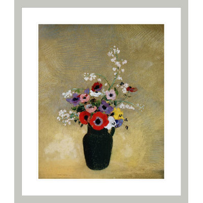 Grand vase vert avec fleurs mélangées par Odilon Redon