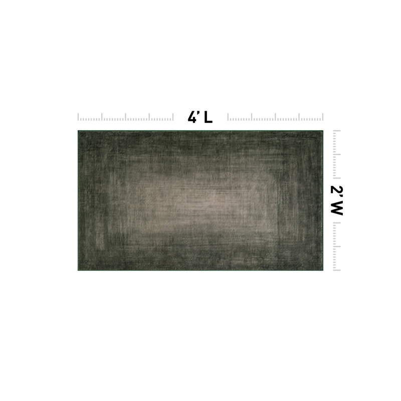 Tapis vert antidérapant et lavable à la machine Vignette Ombre, 2 pi x 4 pi