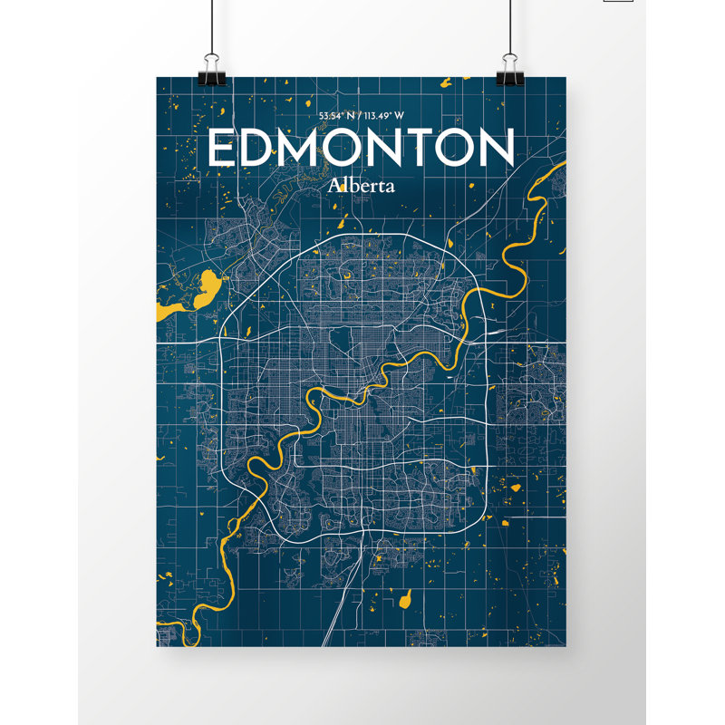 « edmonton city map », reproduction d’impression sur affiche, H 17 po x l 11 po