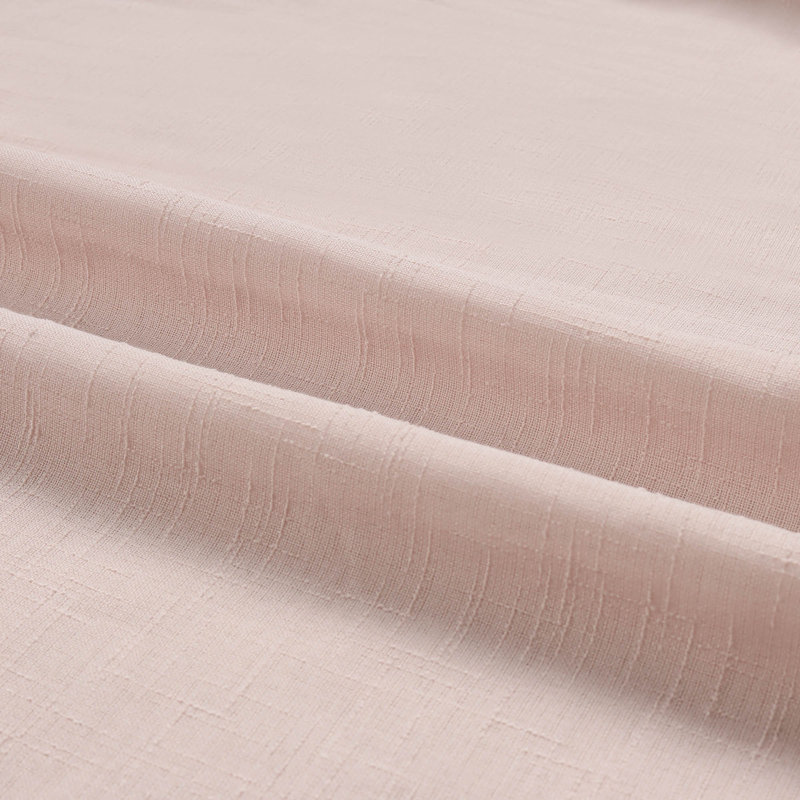 Linen Texture Double Ruffle Semi Sheer Back Tab Pair (2 Panels), 52" W x 96" L, Pale Coral