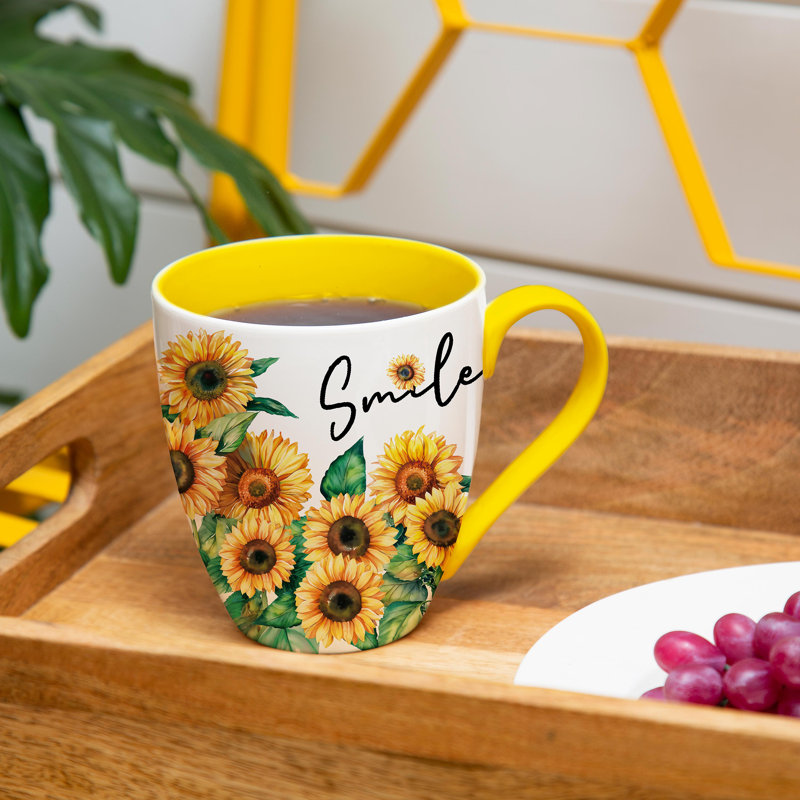 Sunflower Smile Ceramic Cup O' Java, 17oz, Gift Box