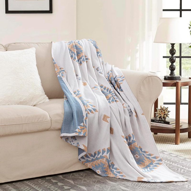 King Size Multi-Color Cotton Boho Reversible Throw Blanket