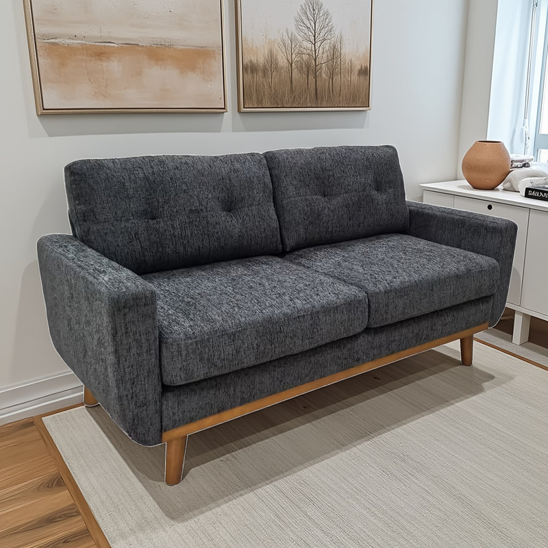 Causeuse d'inspiration rétro - idéale pour les espaces de détente, les petits salons et les coins de conversation, Walnut