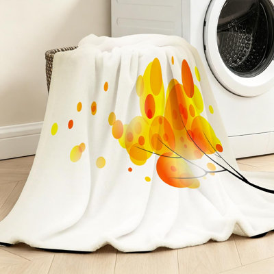Yellow Ultra Soft Flannel Fleece Throw Blanket,Autumn Single-Sided Print