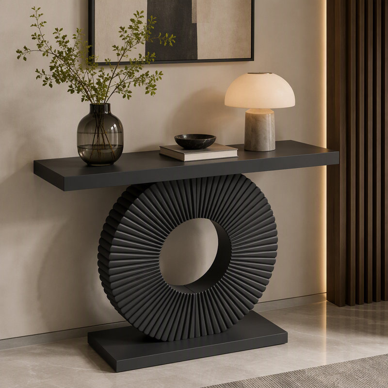 Canapé moderne en bois avec base géométrique, Noir