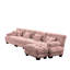 Canapé modulaire en chenille rose, canapé en forme de L à 4 places avec repose-pieds convertible pour le salon