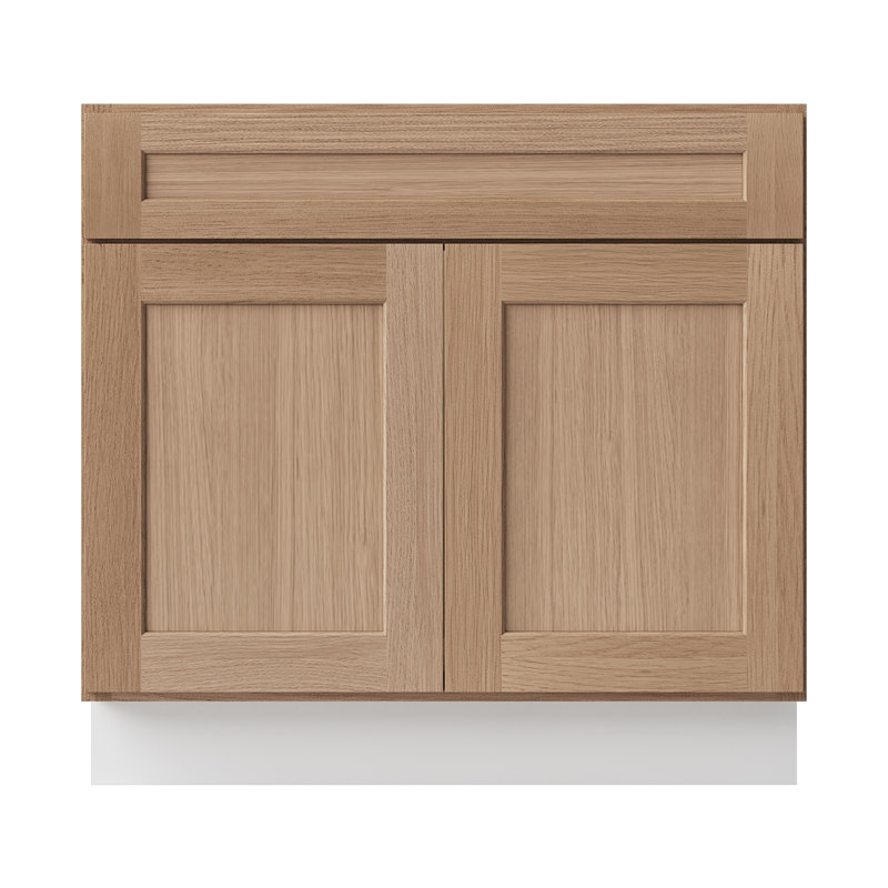 Armoire de cuisine à base d'évier en bois de chêne massif avec portes à fermeture en douceur de style Shaker de L 36 po x H 34,5 po x P 24 po Sinber