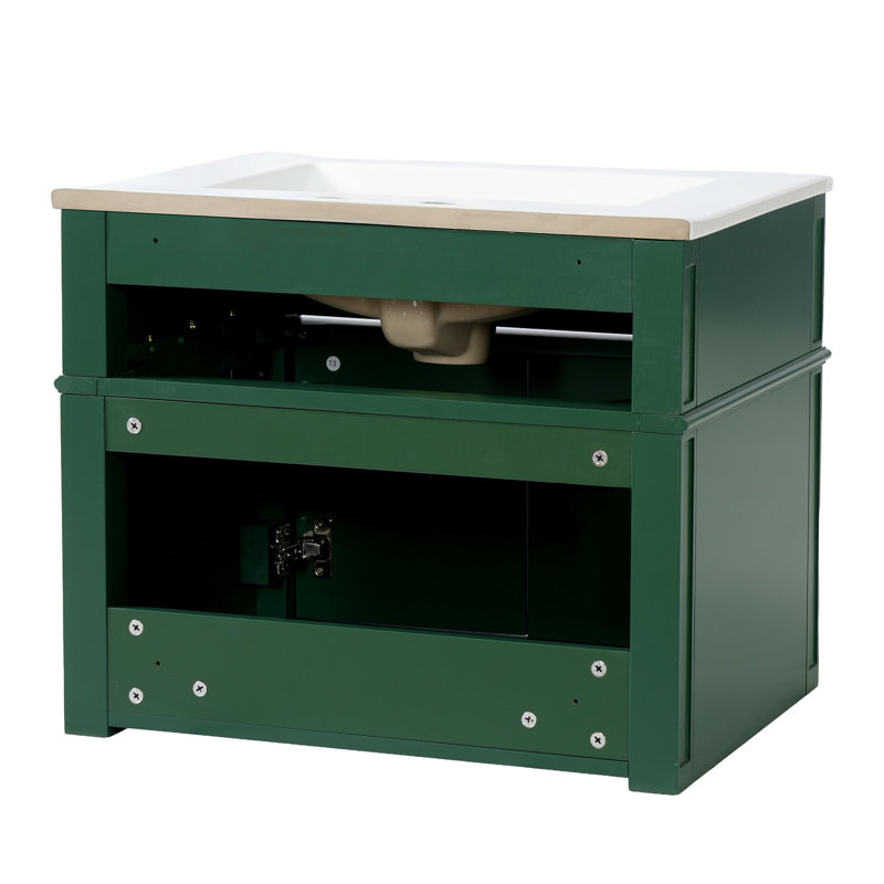 Meuble-lavabo mural de 61 cm (24 po) avec dessus en céramique, Vert