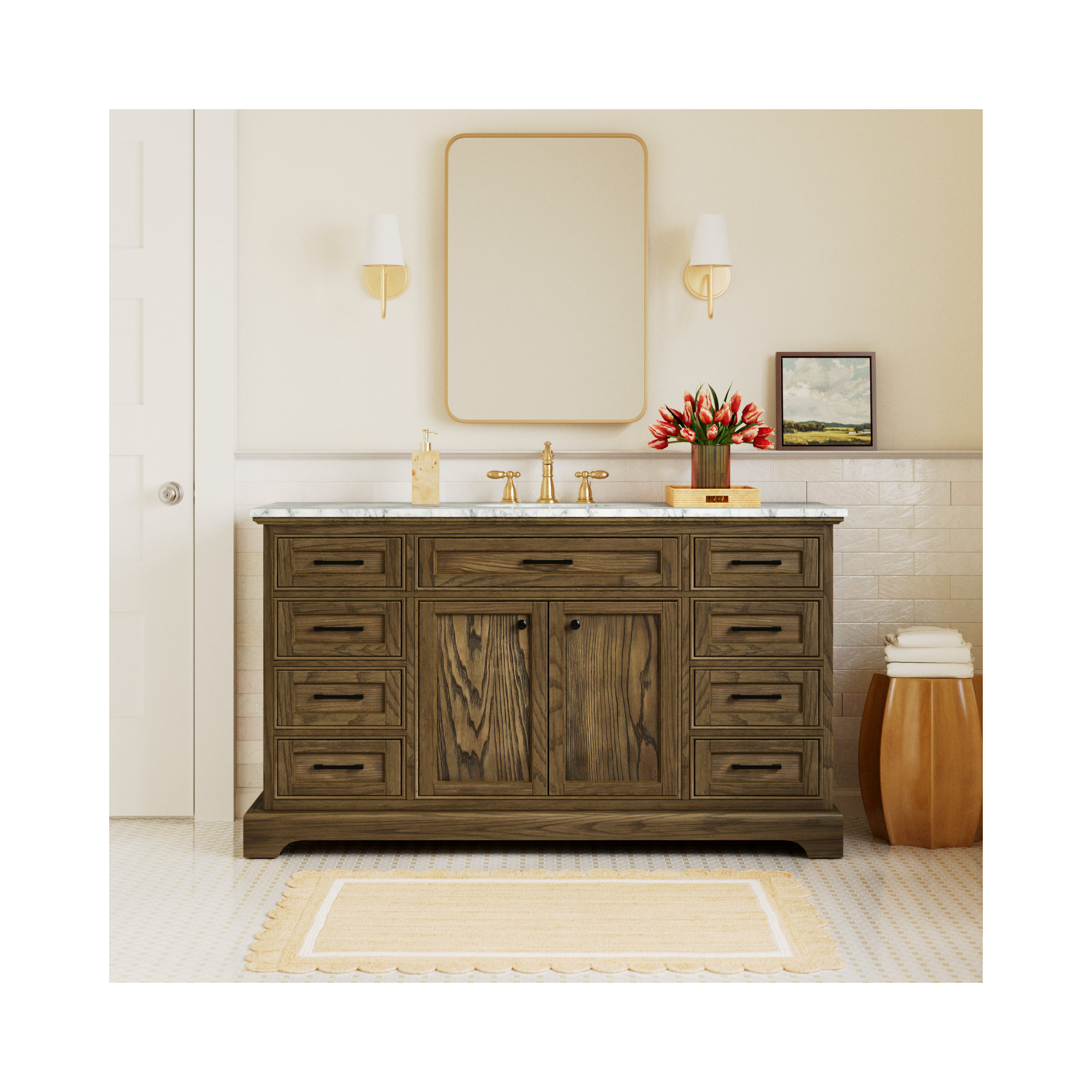 Hermes 60'' Single Bathroom Vanity, Dark Brown