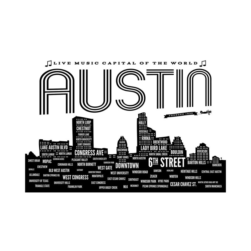 Austin Austin - reproduction d'art textuel sur toile tendue, H 18 po x l 26 po x P 1,5 po