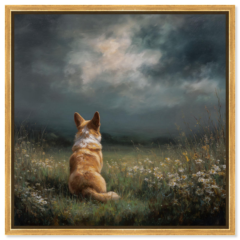 Décoration murale pour animal de compagnie Meadow Watcher II par Art Remedy, cadre doré, 30 x 30, Cadre doré