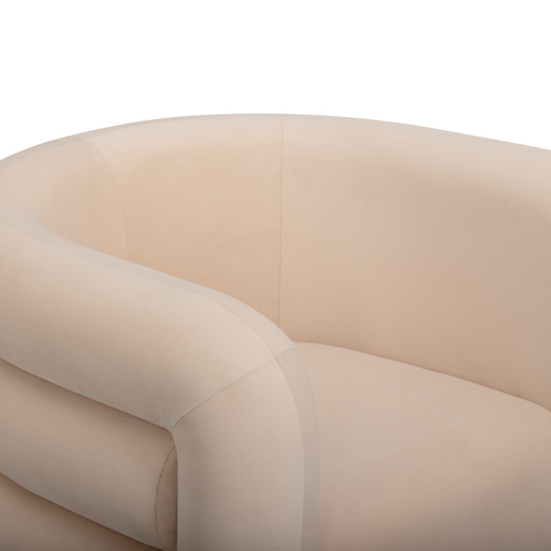 Fauteuil d'appoint pivotant en velours Curves Peach, Orange