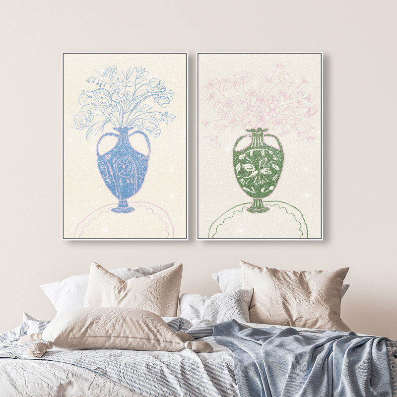 Flower Sutdio Set Set by Oliver Gal, 46" H x 31" W, White Floater Frame