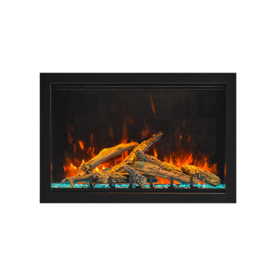 Foyer électrique Amantii TRD-30-LUMINA, compatible avec le Wi-Fi, intelligent, moteur à 3 vitesses, ensemble de bûches inclus, homologué pour l'extérieur