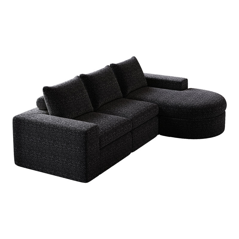 2 - Piece Chenille Sectional, Black