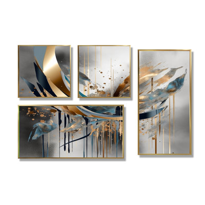 Formes abstraites et lignes infinies II - art mural moderne 4 pièces