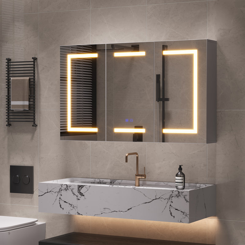 Rectangle Wall Mirror with Cabinet