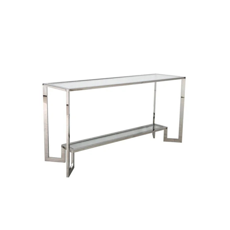 Cheo 160cm Glass Top Console Table, Silver