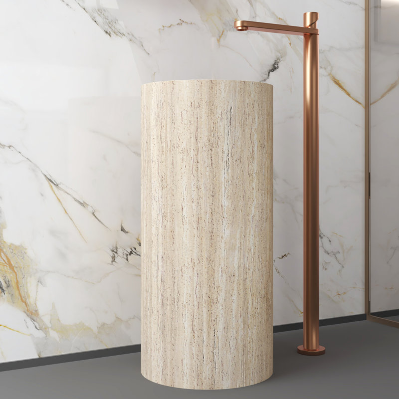 Lavabo de salle de bain à surface solide 33 po Chloe, Jaune