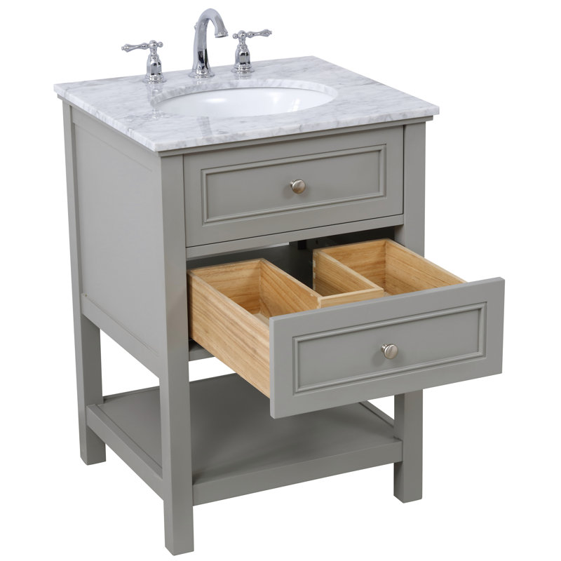 Ensemble de meuble-lavabo simple 24 po Bonsai, gris