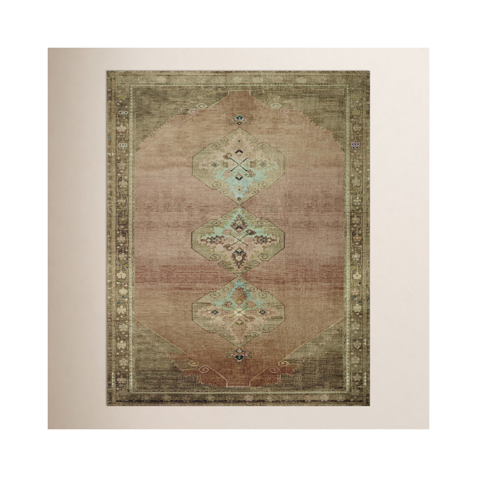Magnolia Home By Joanna Gaines X Loloi Sinclair Machine Washable Clay / Tobacco Area Rug, Rectangle 5' x 7'