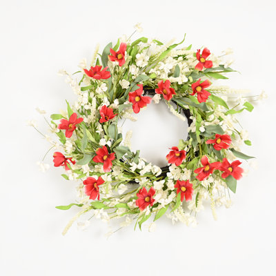 Couronne de fleurs artificielle 24 po avec fleurs et fleurs
