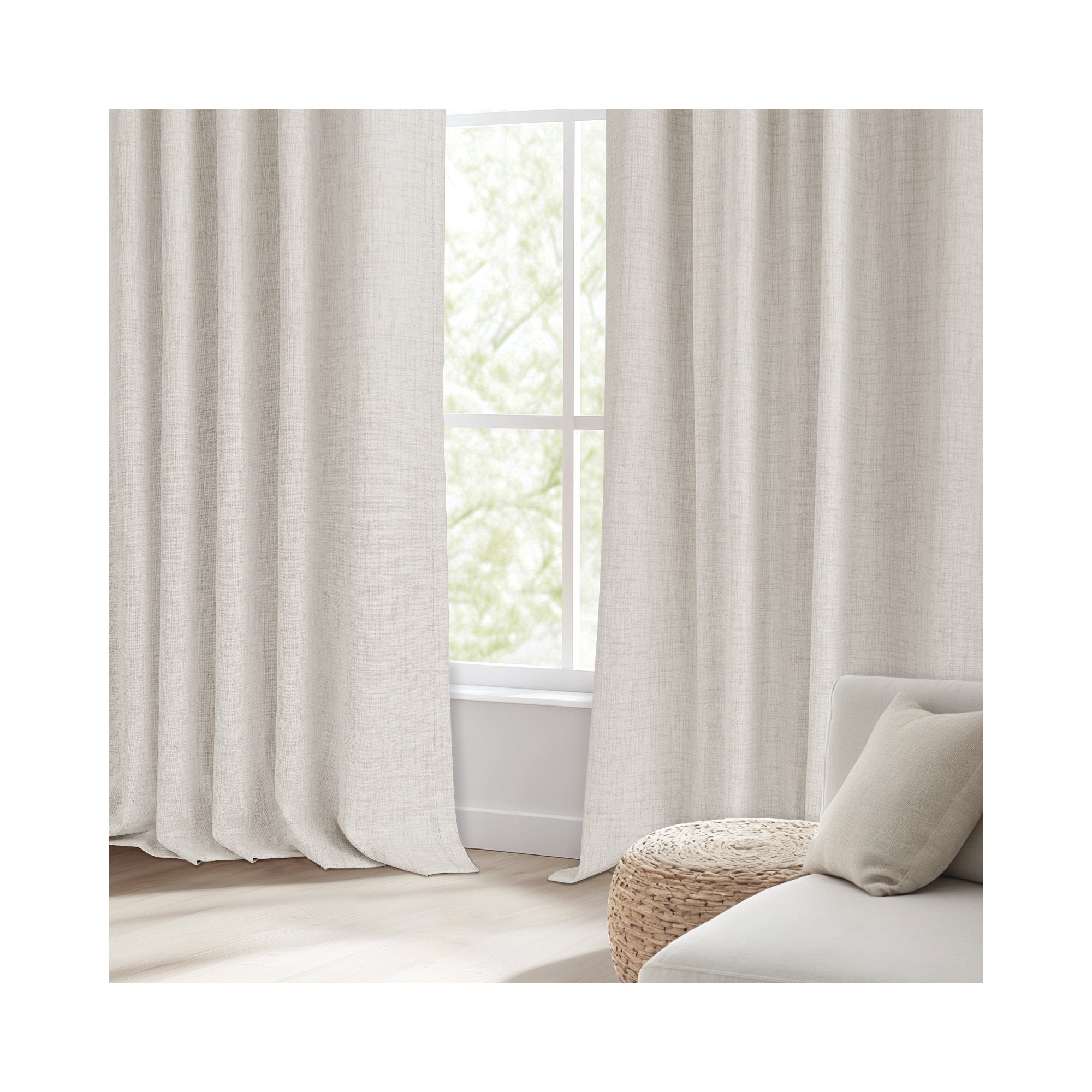Graciella Thermal Insulated Faux Linen Textured 100% Blackout Curtains for Bedroom Living Room Back Tab/Rod Pocket, Cream